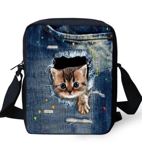 Love 21 2019女時尚可愛貓咪圖騰印製深藍色系小單肩包 