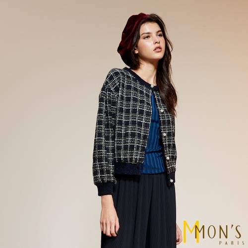 MONS國際專櫃羔羊毛時尚格紋外套
