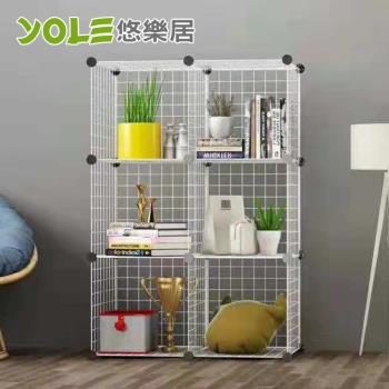 YOLE悠樂居-日式隨心6格網格百變組合收納置物櫃-長形-白色