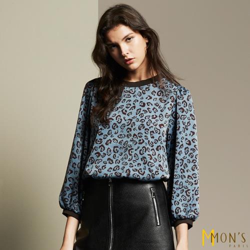 MONS國際專櫃絲柔緞面流行豹紋上衣