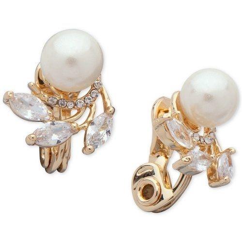 【Anne Klein】2019經典水晶珍珠造型款金色夾式耳環(預購)