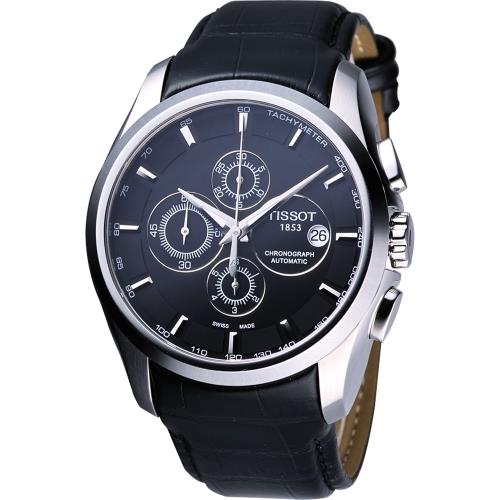 TISSOT 天梭 Couturier 建構師系列機械腕錶-黑/43mm T0356271605100