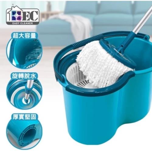 家簡塵除 新手壓式旋轉拖把組(1拖1桶1布)