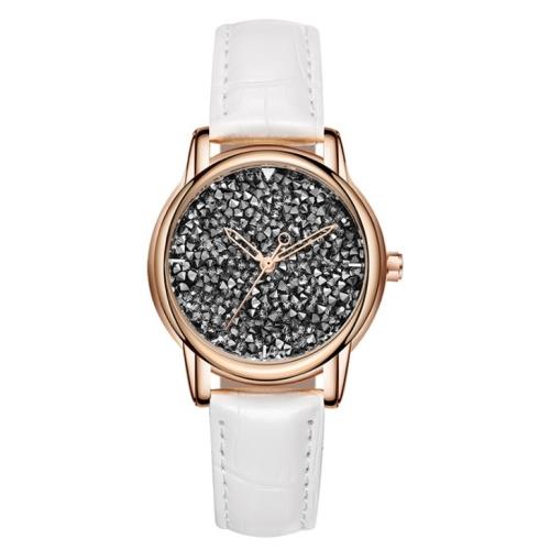 SARA防水手錶女時尚潮流休閒水鑽皮帶簡約大錶盤石英錶
