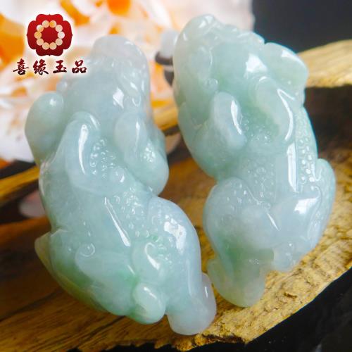 【喜緣玉品】錢進翡翠貔貅玉珮(買一送一超值組)