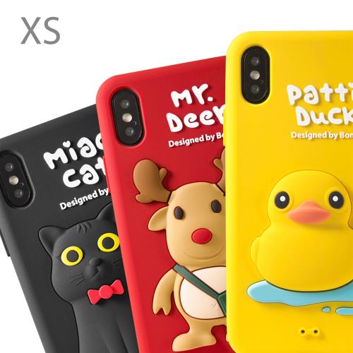 Bone / iPhone XS 手機殼 公仔保護套 (5.8吋) - 派提鴨/麋鹿先生/喵喵貓