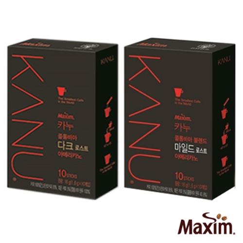 MAXIM麥心 韓國KANU孔劉美式 深焙/中焙 黑咖啡4盒組(1.6g×10入/盒)