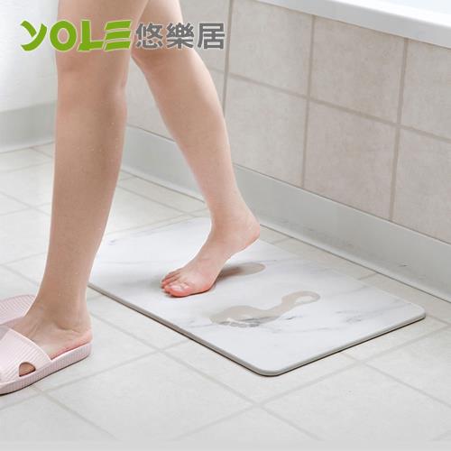 YOLE悠樂居-硅藻土浴室吸水防滑腳踏地墊-大理石紋