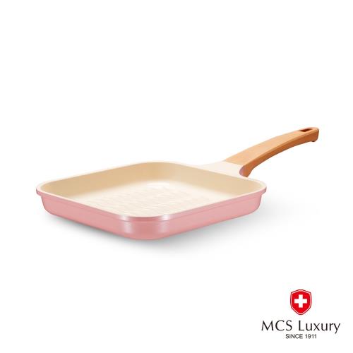 MCS Luxury系列櫻粉釉光陶瓷不沾方煎鍋22cm