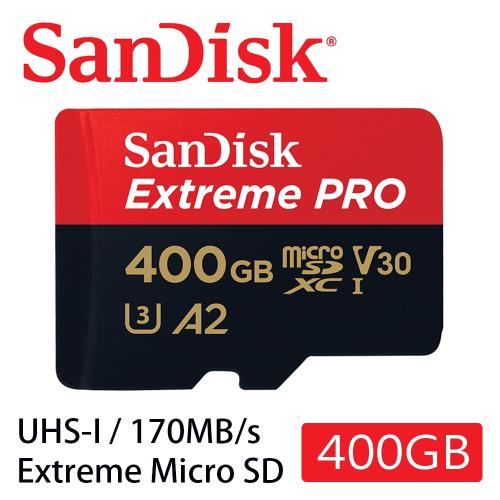 SanDisk Extreme Pro MicroSDXC 400GB 記憶卡(A2/V30/UHS-I/170MB/90MB/s) [公司貨]