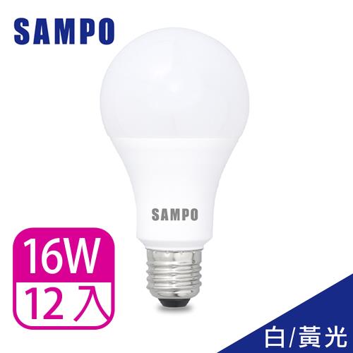 SAMPO 聲寶全電壓 LED燈泡 16W (白光)-12入