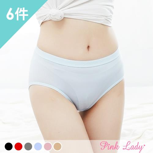 Pink Lady 台灣製 吸濕透氣素面中高腰內褲 6件組(602)