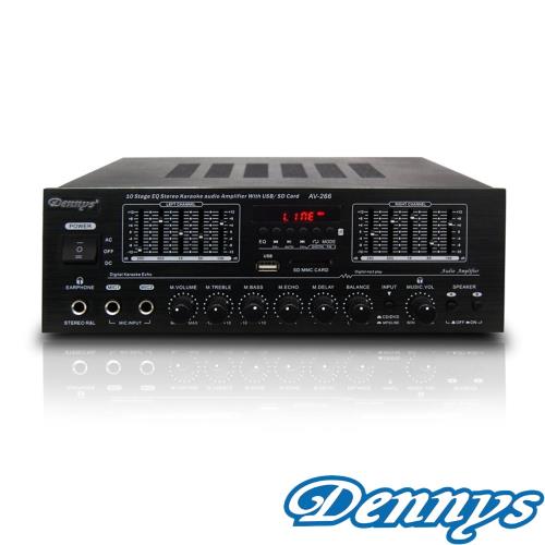 Dennys 藍牙/USB/FM/SD/MP3雙喇叭輸出迷你擴大機(AV-266B)