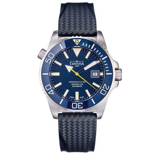 DAVOSA BG W9超級夜光排氦氣300米潛水專用錶-湛藍橡膠錶帶/42mm