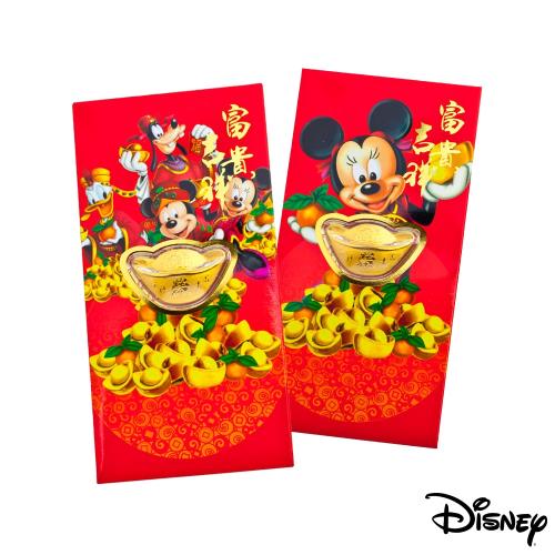 Disney迪士尼系列金飾-黃金元寶紅包袋-迪士尼家族+吉祥美妮款
