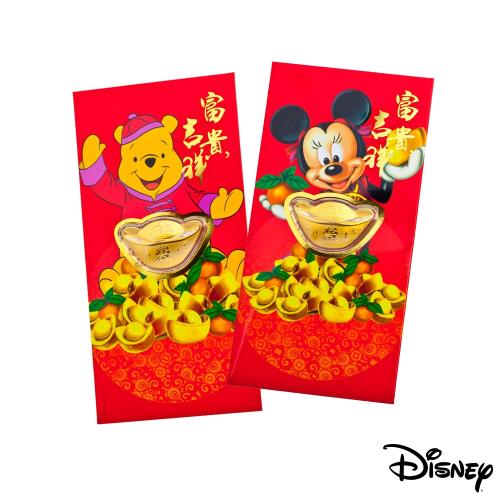 Disney迪士尼系列金飾-黃金元寶紅包袋-吉祥美妮+平安維尼款