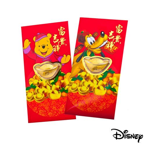 Disney迪士尼系列金飾-黃金元寶紅包袋-福氣高飛+平安維尼款