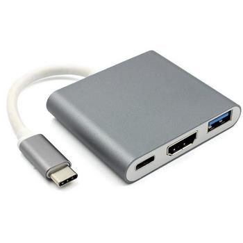 Type-C 轉HDMI USB3.0 銀色高畫質轉接集線器(1入)