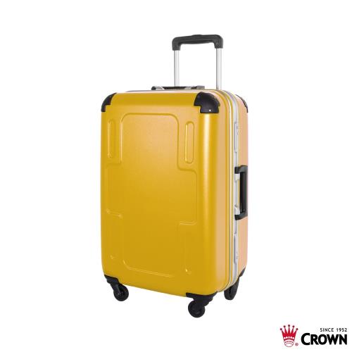 《Traveler Station》CROWN 皇冠 24吋 黃色 十字鋁框拉桿箱 行李箱