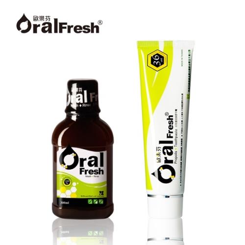 Oral Fresh 歐樂芬 天然口腔漱口水300ml+牙周護理蜂膠牙膏120g