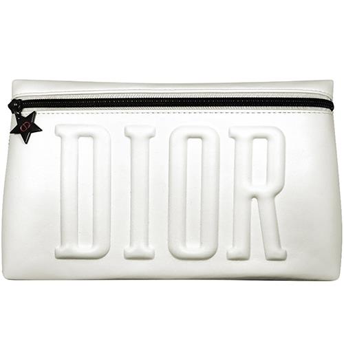 Dior 迪奧 簡約白浮雕LOGO收納包