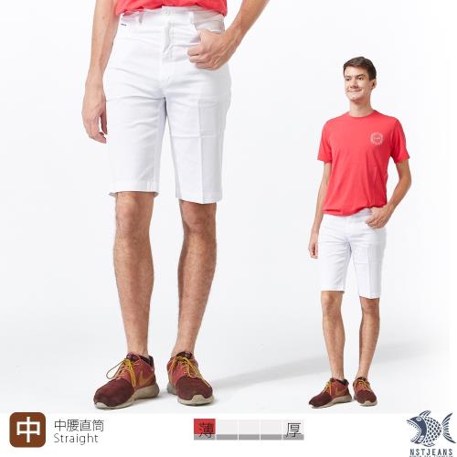 【NST Jeans】白色暖男 MUJI風 白色休閒短褲(中腰) 390(9458)