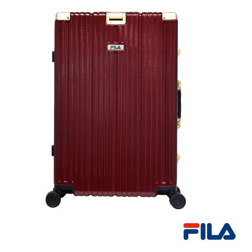 FILA 29吋碳纖維飾紋系列鋁框行李箱-紅金