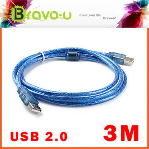 Bravo-u USB 2.0 傳真機印表機連接線-A公對B公(透藍3米) 2入