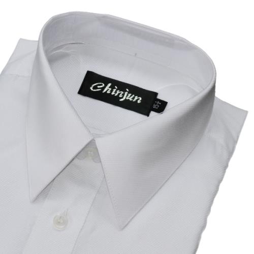 Chinjun防皺襯衫短袖，白底斜紋，編號B8056