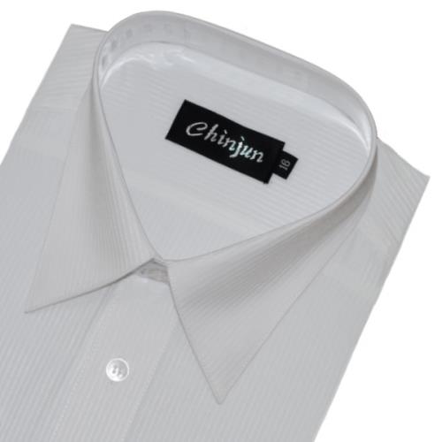 Chinjun防皺襯衫短袖，白底白條紋，編號B8026
