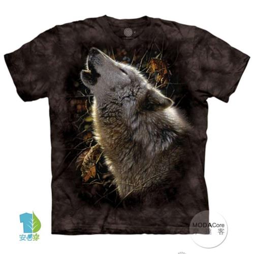 摩達客(預購)美國進口The Mountain  秋狼之歌 純棉環保藝術中性短袖T恤