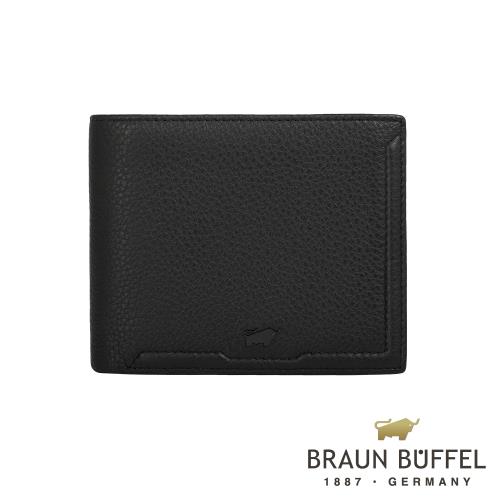 【BRAUN BUFFEL】吉米系列6卡左上翻零錢袋皮夾 -黑色 BF315-320-BK