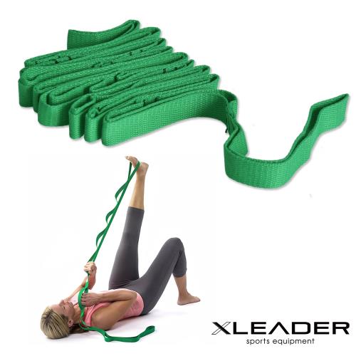 Leader X 多功能分隔瑜珈繩 伸展訓練帶 拉筋帶 綠色
