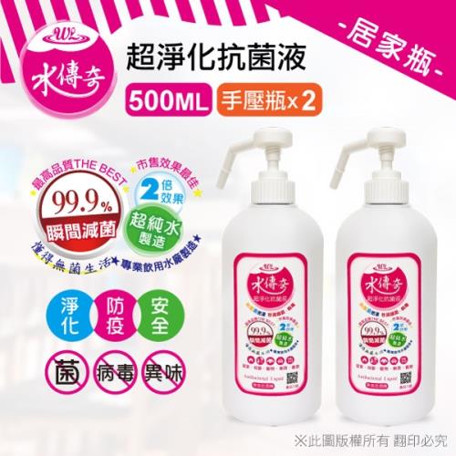 【水傳奇】超淨化抗菌液 手壓瓶（500ML 2入組）~次氯酸水