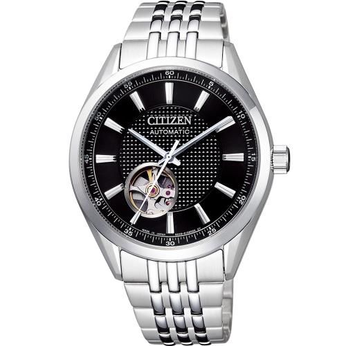 CITIZEN星辰 限量鏤空紳士機械錶(黑/40m) NH9110-81E