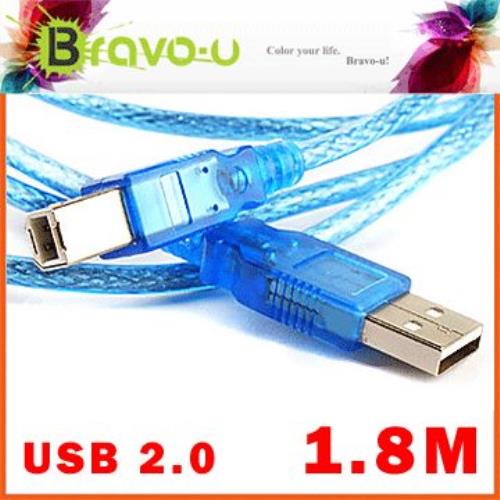 Bravo-u USB 2.0 傳真機印表機連接線-A公對B公(透藍1.8米)
