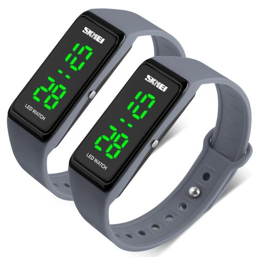 Mirabelle 輕著運動 LED夜光省電矽膠情人對錶 灰