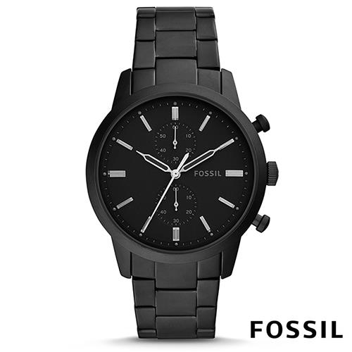 FOSSIL 極致消光黑雙眼不鏽鋼腕錶(FS5502)-黑/44mm