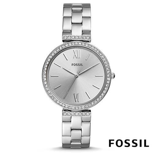 FOSSIL 經典雋永絢麗水鑽腕錶(ES4539)-銀/38mm