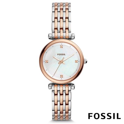 FOSSIL 典雅晶鑽珍珠貝錶盤腕表(ES4431)-白x28mm