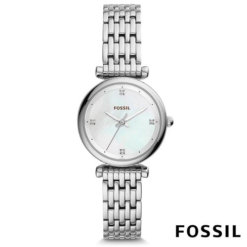 FOSSIL 典雅晶鑽珍珠貝錶盤腕表(ES4430)-白x28mm