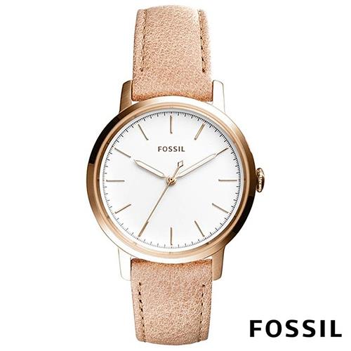 FOSSIL 美式經典都會風皮革女錶(ES4185)-白色x34mm 
