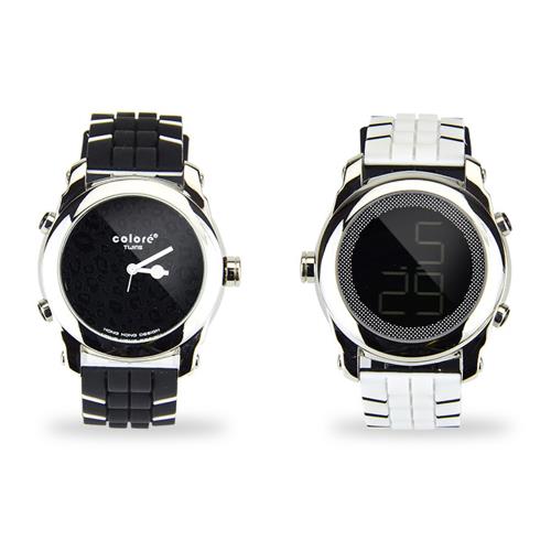 colore TWINS[錶]現心情[錶]出個性[錶]現時尚豹紋數位指針錶M06