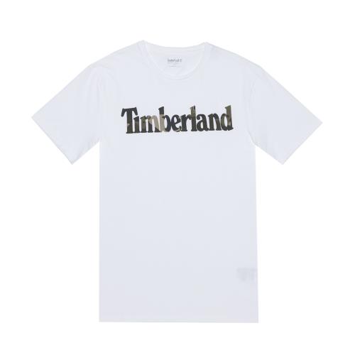 Timberland男款白色品牌字母迷彩圓領T-ShirtA1X1GH79