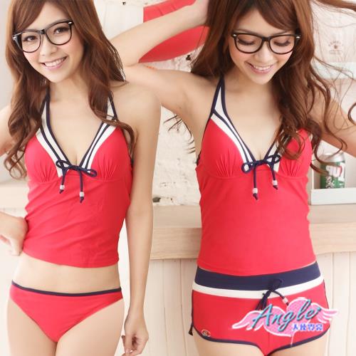 天使霓裳 泳衣 無限魅力運動款 鋼圈三件式比基尼泳裝(紅M~XL) SQ11065