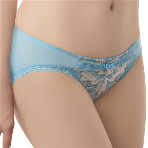 【Swear 思薇爾】 撩波羽晶伶系列M-XXL蕾絲低腰三角內褲(湛浠藍)