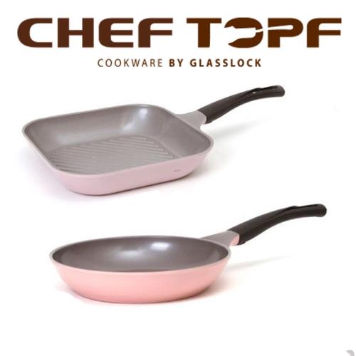 韓國Chef Topf 粉彩玫瑰薔薇雙鍋組 28公分+26公分不沾平底鍋