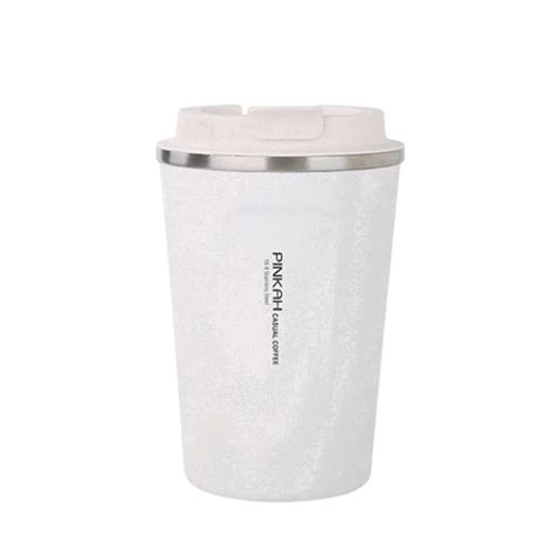 PUSH!餐具用品304不鏽鋼咖啡保溫杯(白色380ml)E119-2