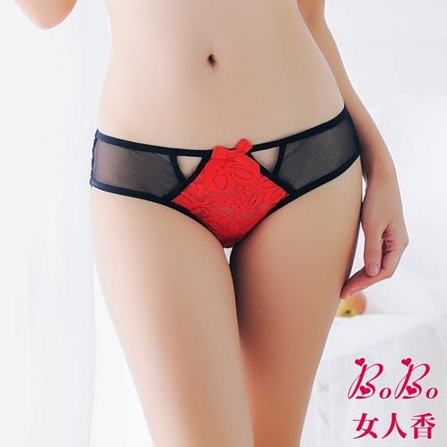 女人香 清純花俏 免脫開檔情趣性感內褲 紅