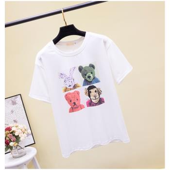 麗莎熊 LisaBear 大尺碼可愛四絨毛動物舒適彈性短袖Ｔ恤上衣 2XL~6XL